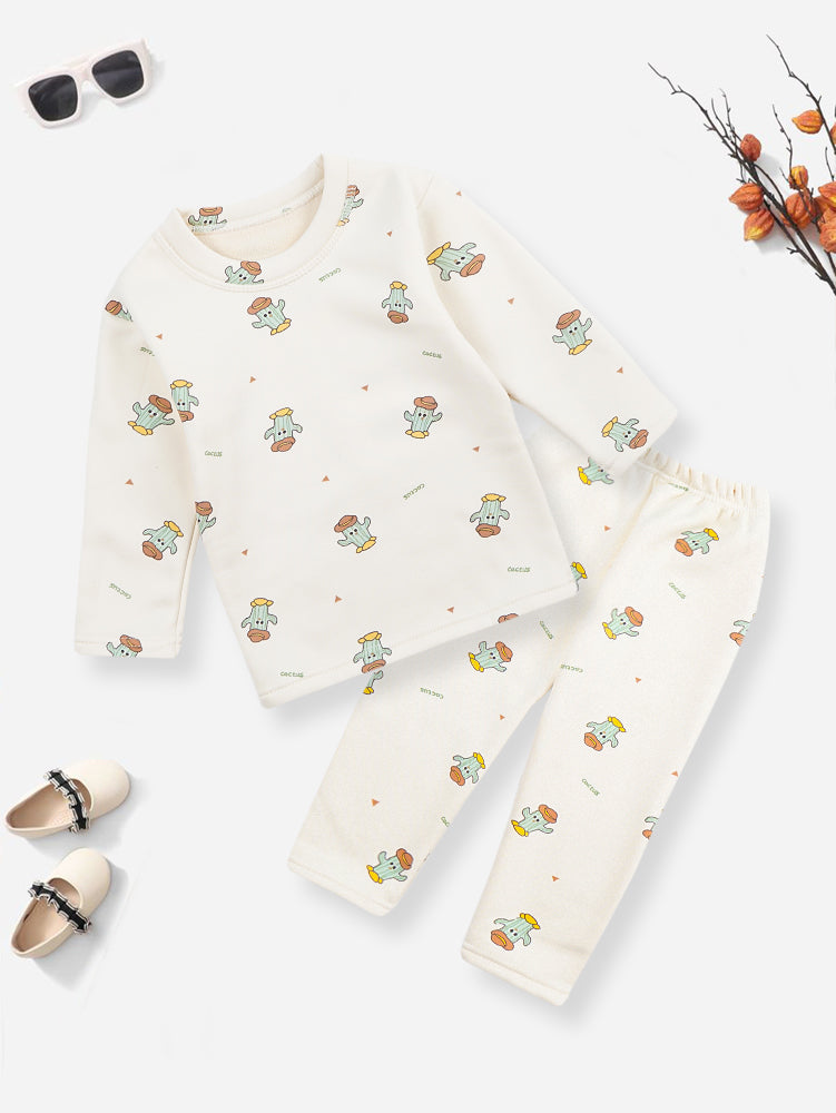 Baby Fleece Pajama Set Cactus Off White - Sunshine