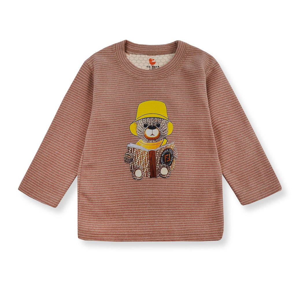 Baby Fleece Pajama Set Bear Strips Brown - Sunshine