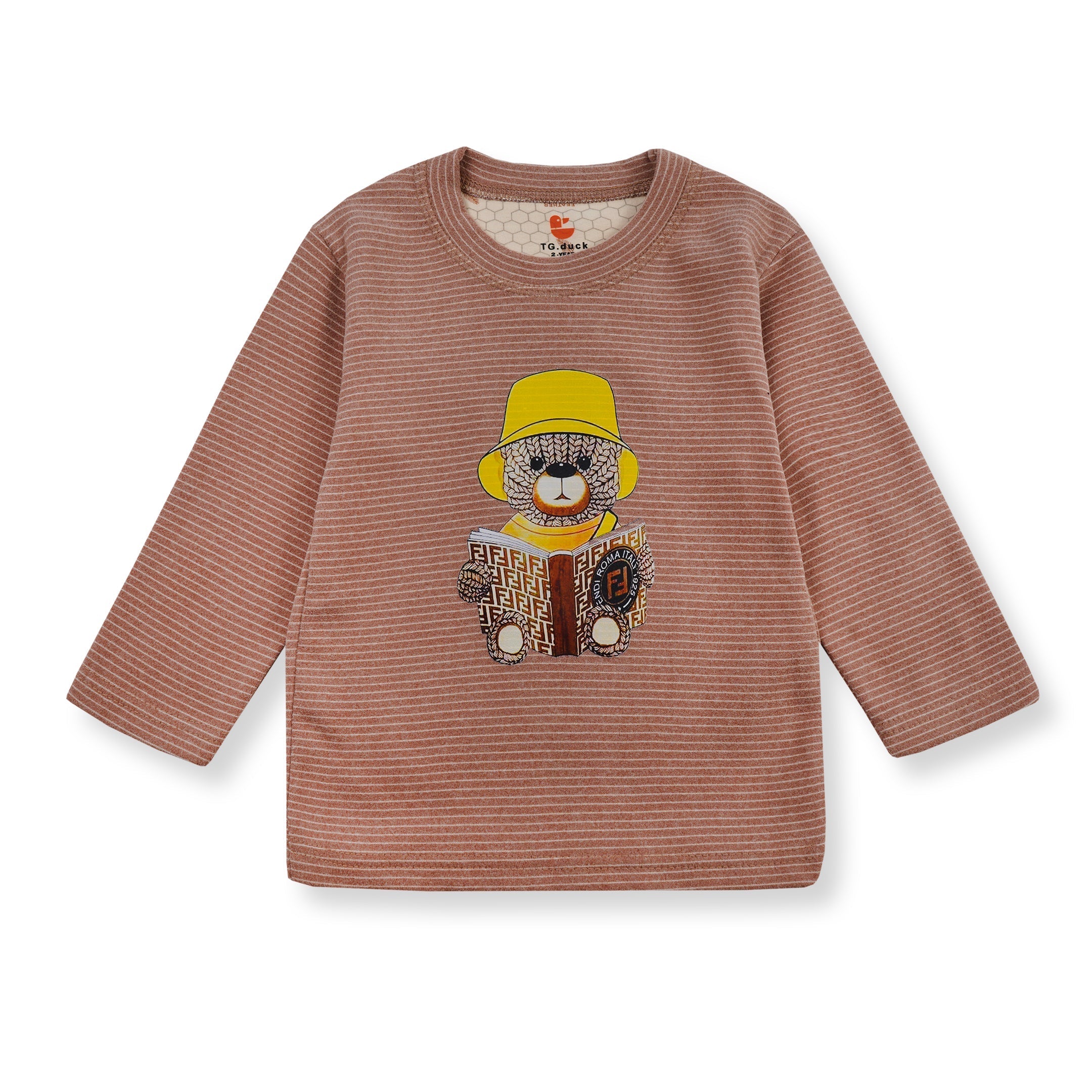 Baby Fleece Pajama Set Bear Strips Brown - Sunshine