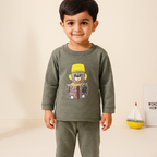 Baby Fleece Pajama Set Bear Strips Green - Sunshine