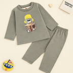 Baby Fleece Pajama Set Bear Strips Green - Sunshine