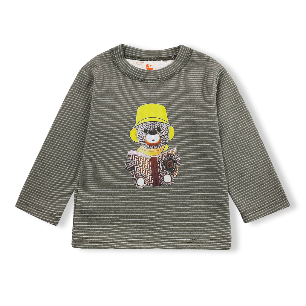 Baby Fleece Pajama Set Bear Strips Green - Sunshine