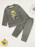 Baby Fleece Pajama Set Bear Strips Green - Sunshine