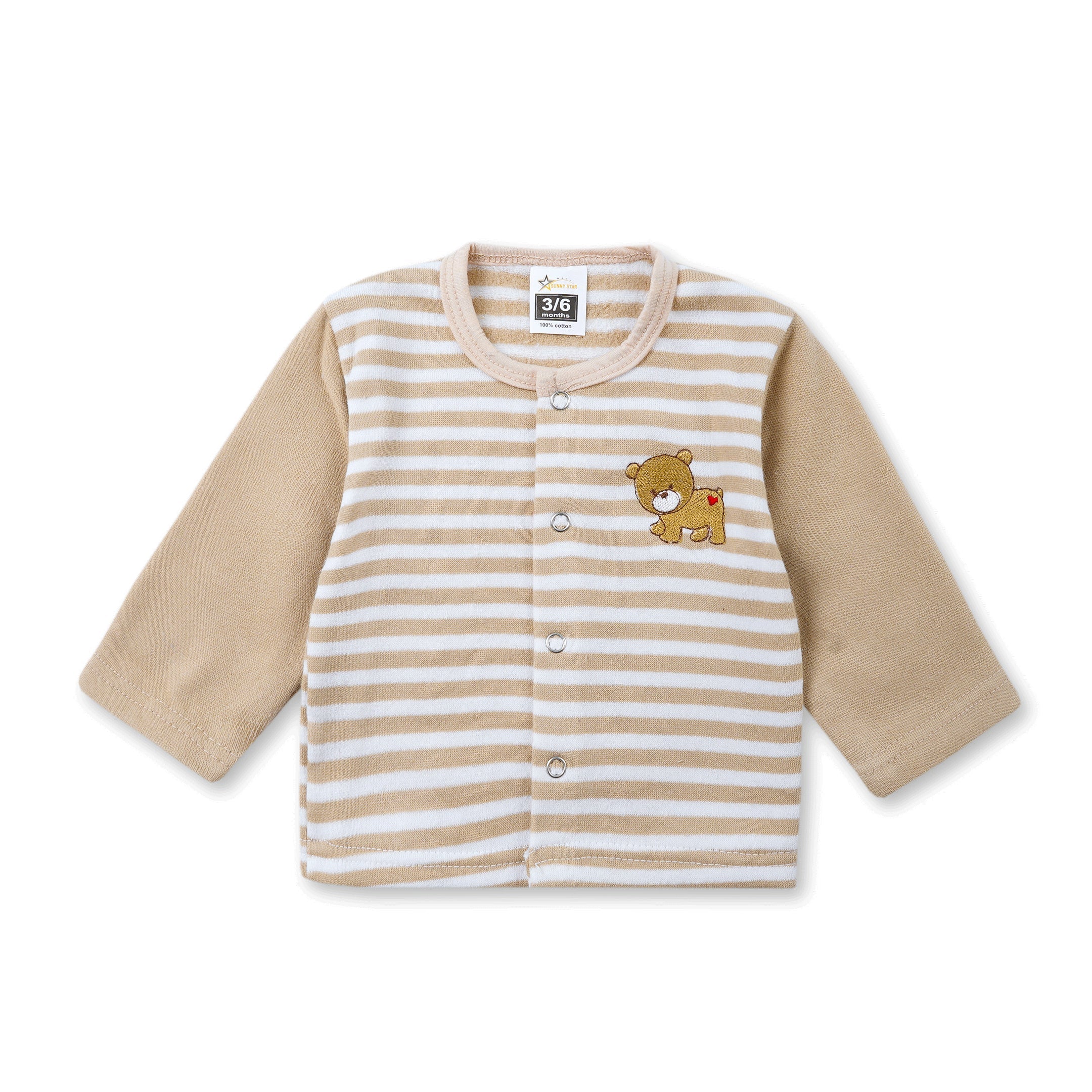 Baby Sleepsuit Fleece Stripes Beige - Sunshine