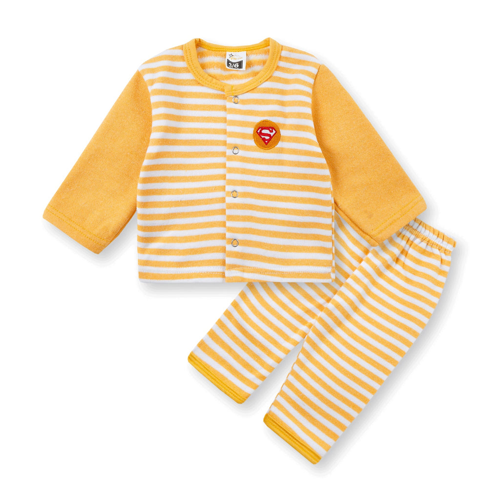 Baby Sleepsuit Fleece Stripes Yellow - Sunshine