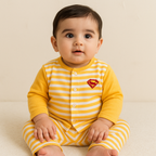 Baby Sleepsuit Fleece Stripes Yellow - Sunshine