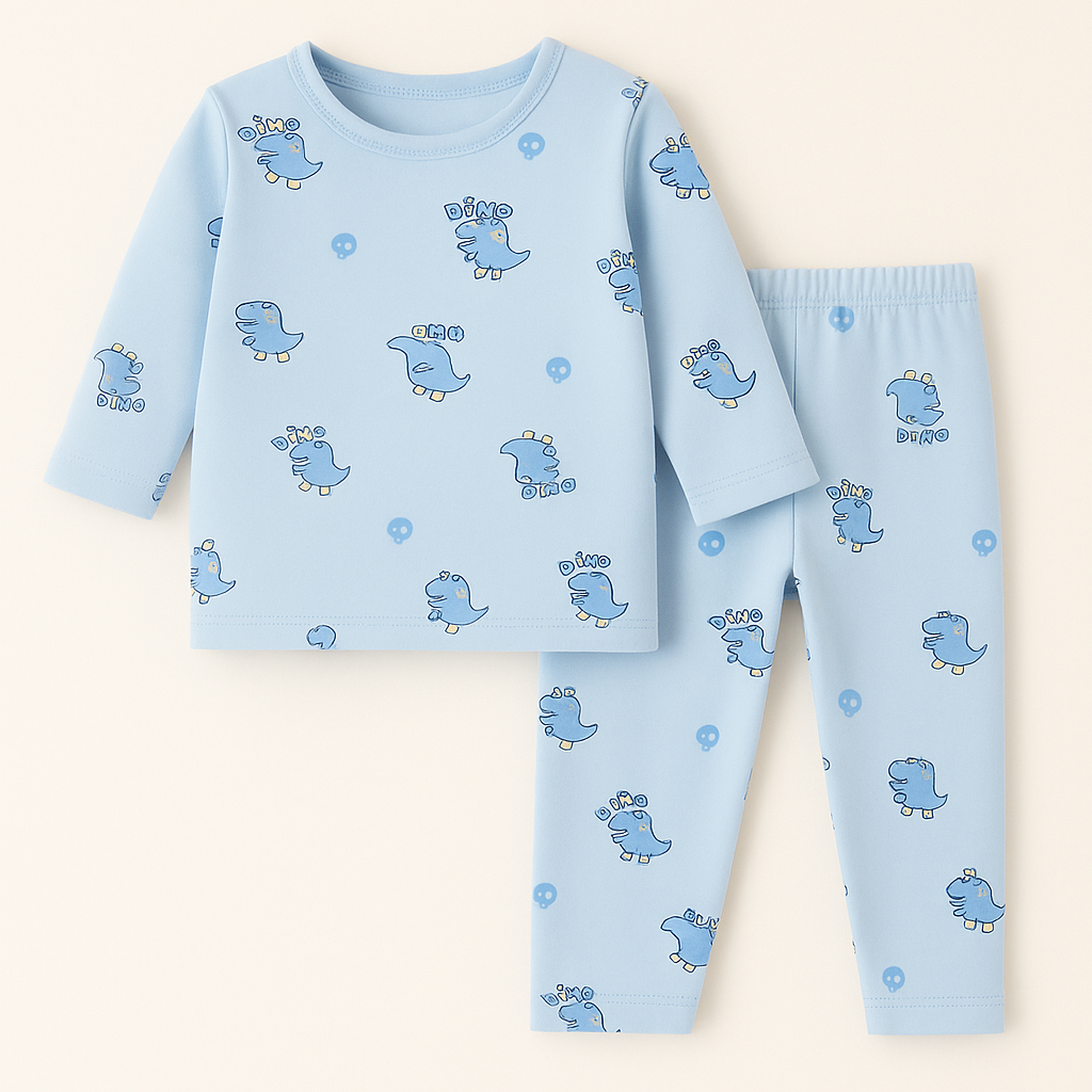 Baby Fleece Pajama Set Dino Blue - Sunshine