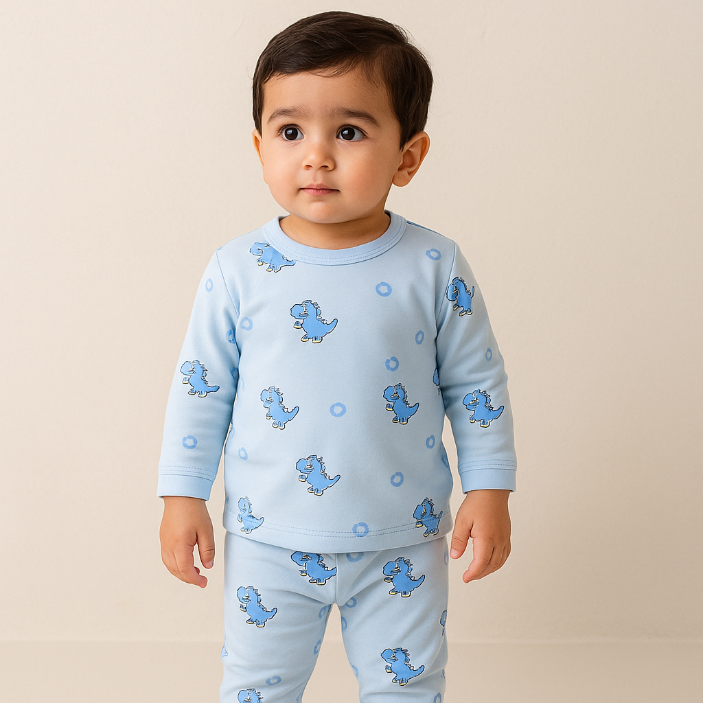 Baby Fleece Pajama Set Dino Blue - Sunshine