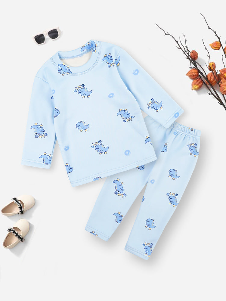Baby Fleece Pajama Set Dino Blue - Sunshine