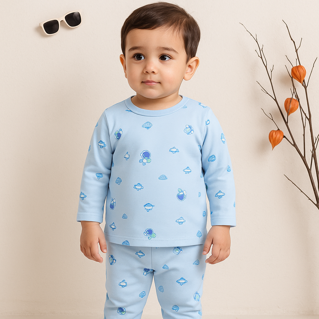 Baby Fleece Pajama Set Astronaut Blue - Sunshine