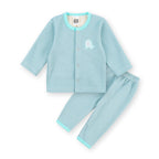 Baby Sleepsuit Fleece Elephant Stripes Sea Green - Sunshine