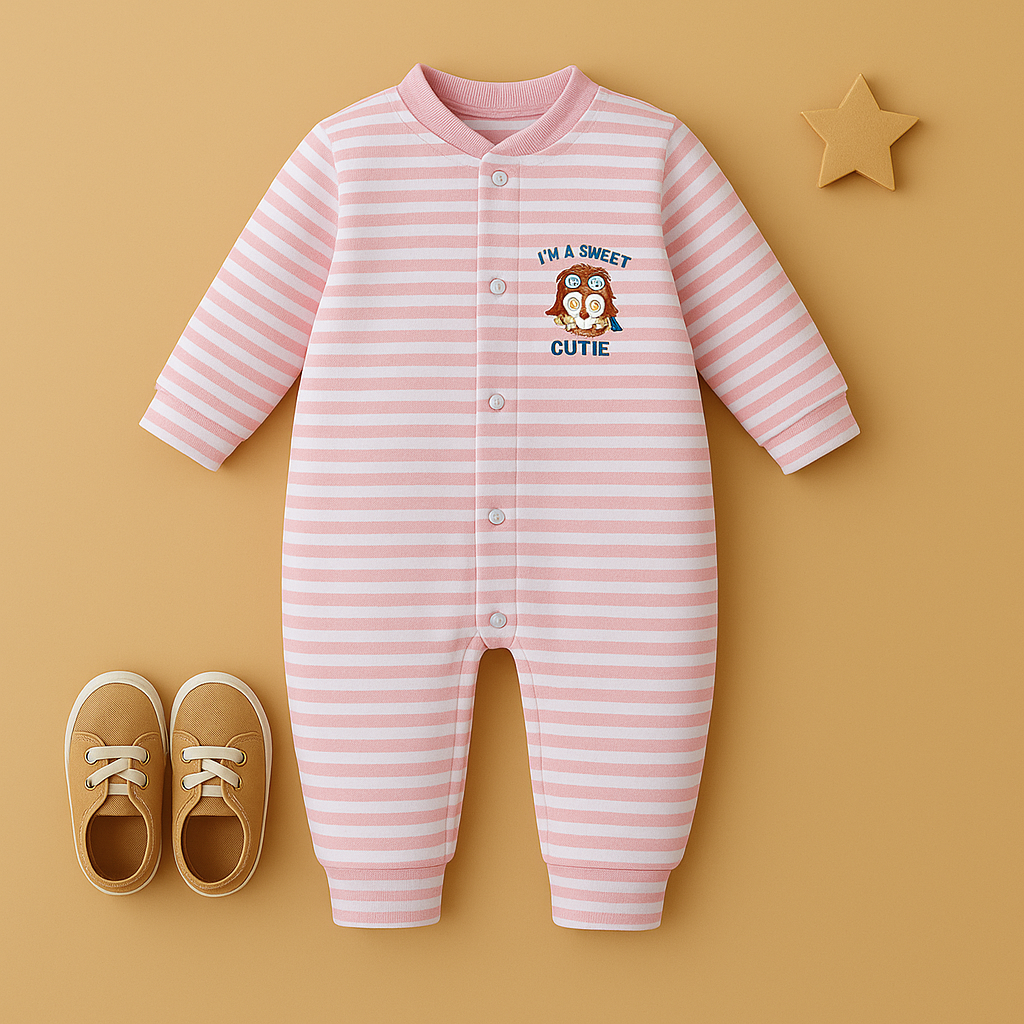 Baby Warm Full Body Sleepsuit Stripes Peach - Sunshine