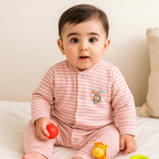 Baby Warm Full Body Sleepsuit Stripes Peach - Sunshine