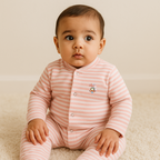 Baby Warm Full Body Sleepsuit Stripes Peach - Sunshine