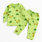 Baby Fleece Shirt & Pajama Set Animal Green - Sunshine