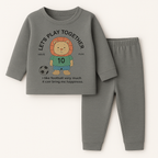 Baby Fleece Shirt & Pajama Set Lion Grey - Sunshine