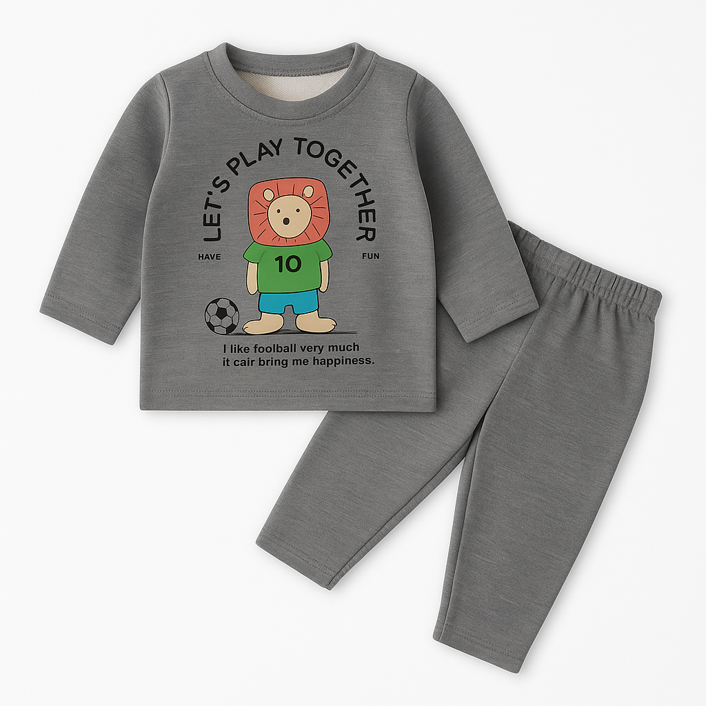 Baby Fleece Shirt & Pajama Set Lion Grey - Sunshine