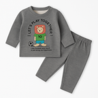 Baby Fleece Shirt & Pajama Set Lion Grey - Sunshine