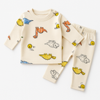 Baby Fleece Shirt & Pajama Set Dino Off White - Sunshine