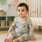 Baby Fleece Shirt & Pajama Set Dino Grey - Sunshine