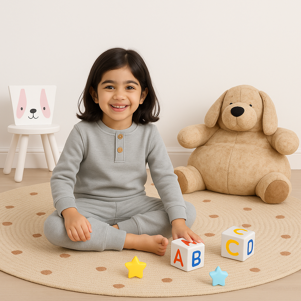 Kids Henley Pajama Set Heather Light Grey SW - Sunshine