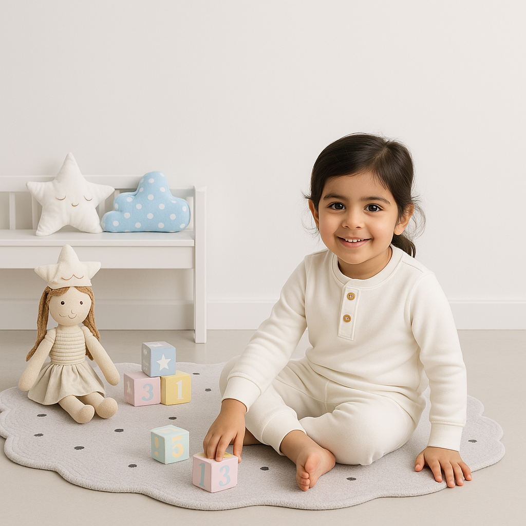 Kids Henley Pajama Set White SW - Sunshine