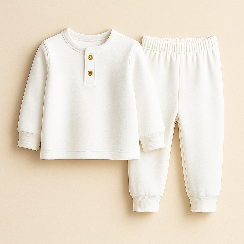 Kids Henley Pajama Set White SW - Sunshine