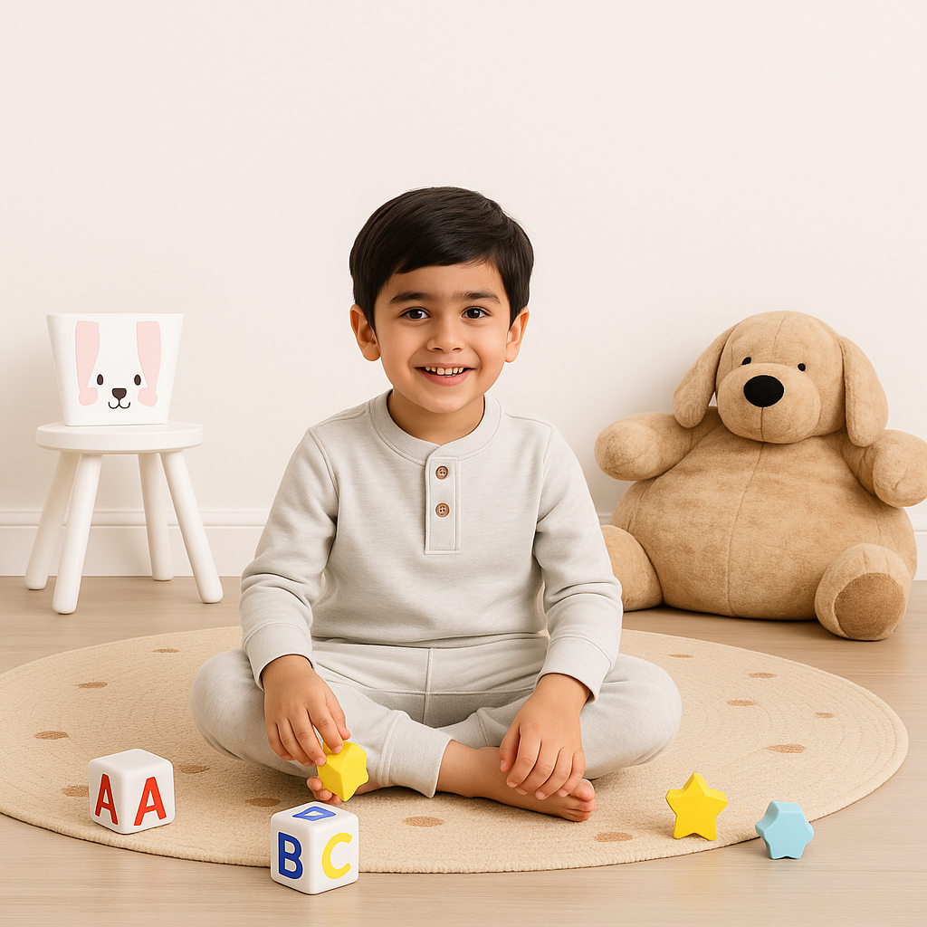 Kids Henley Pajama Set Heather Off White SW - Sunshine