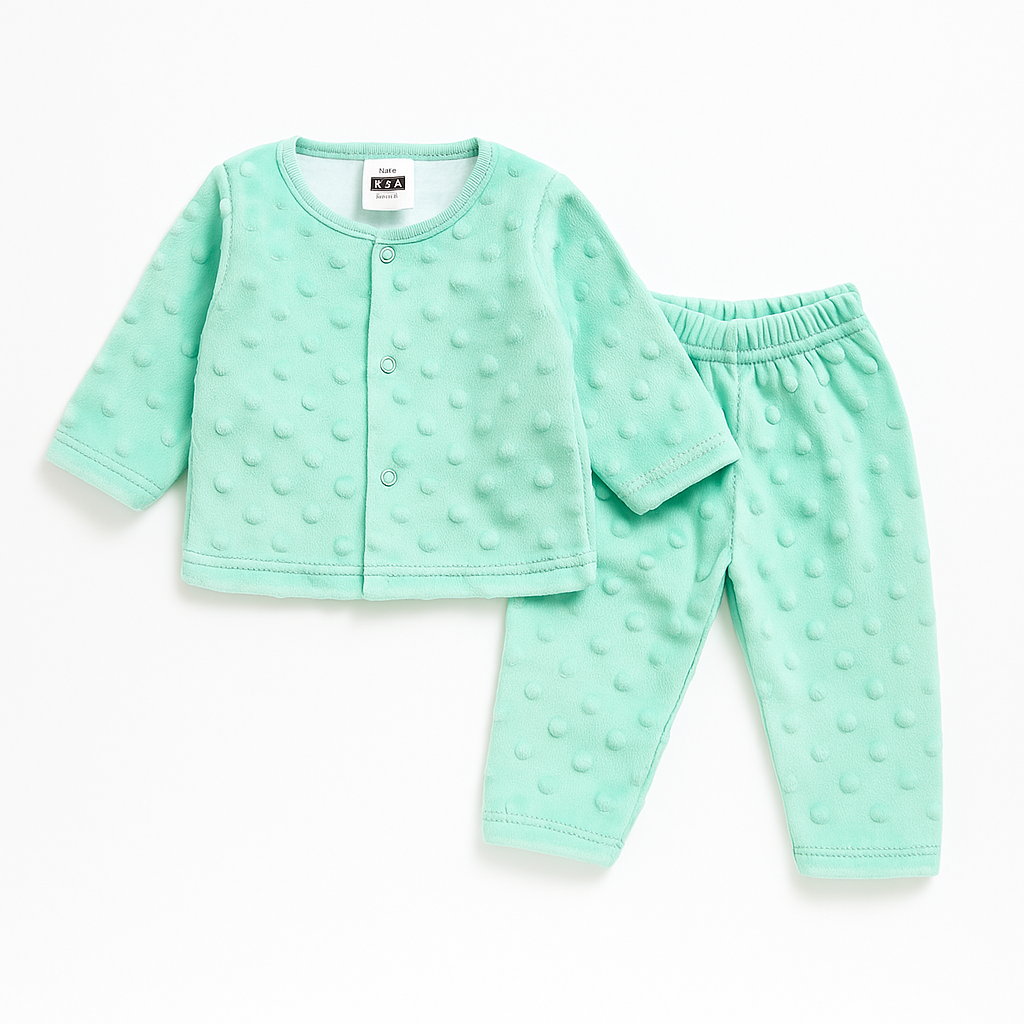 Baby Fleece Sleepsuit Pop Sea Green - Sunshine