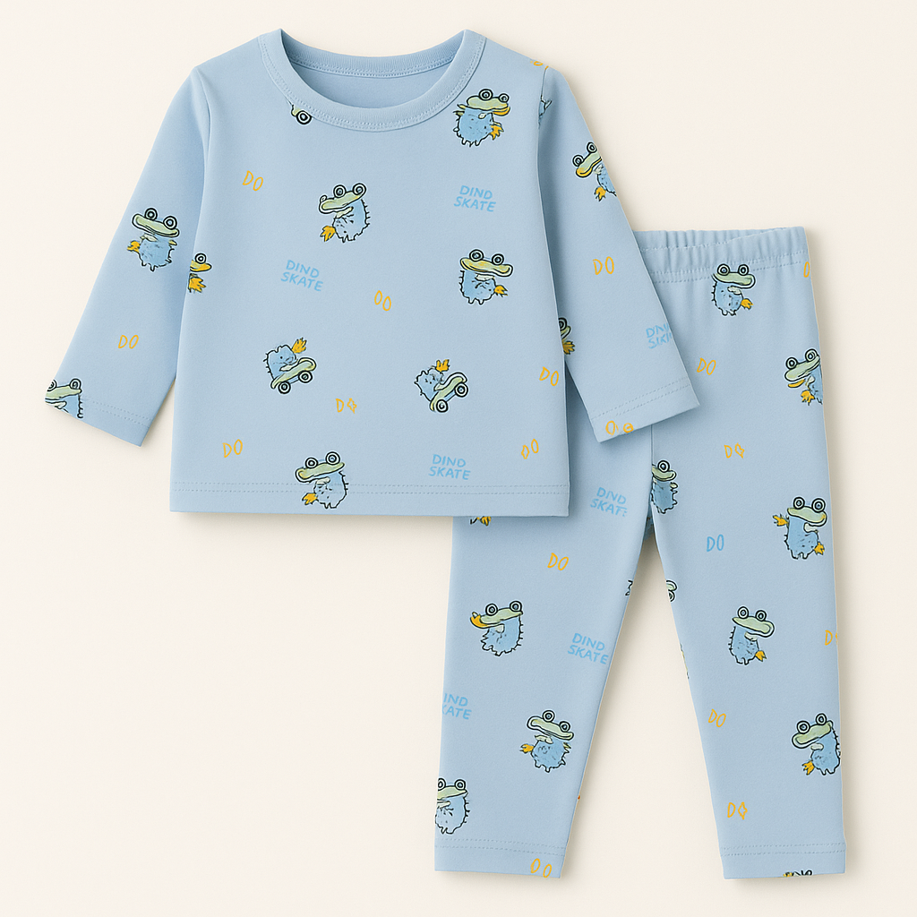 Baby Fleece Pajama Set Dino Blue - Sunshine