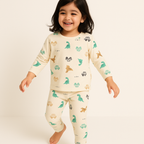 Baby Fleece Pajama Set Dino Off White - Sunshine