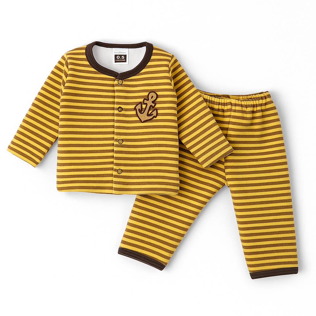 Baby Fleece Sleepsuit Stripes Yellow - Sunshine