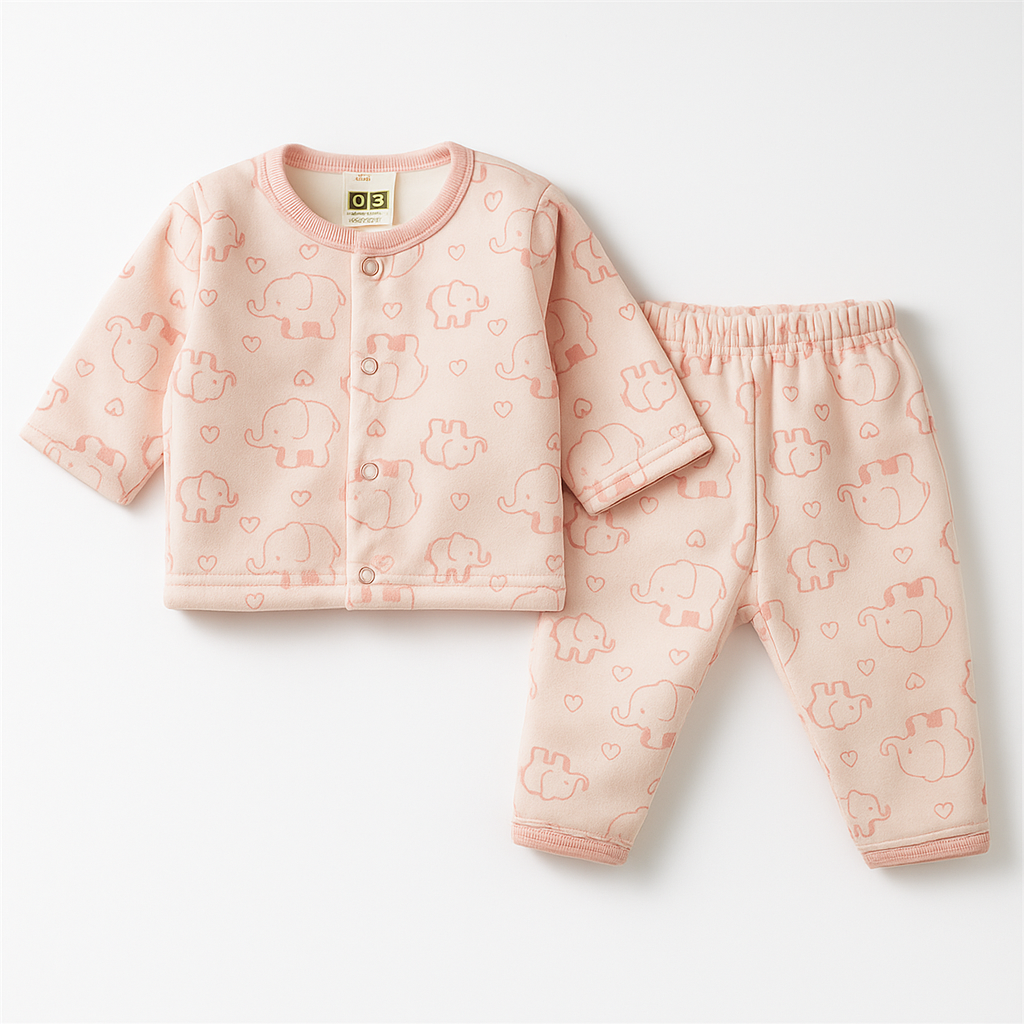 Baby Fleece Sleepsuit Elephant Pink - Sunshine