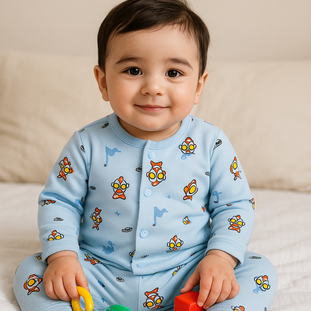 Baby Fleece Sleepsuit Ultraman Blue - Sunshine