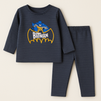 Baby Warm Pajama Set Batman Stripes Dark Blue - Sunshine