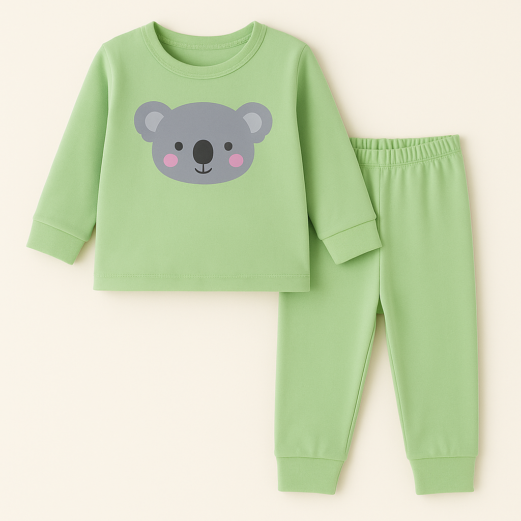 Baby Warm Pajama Set Bear Green - Sunshine
