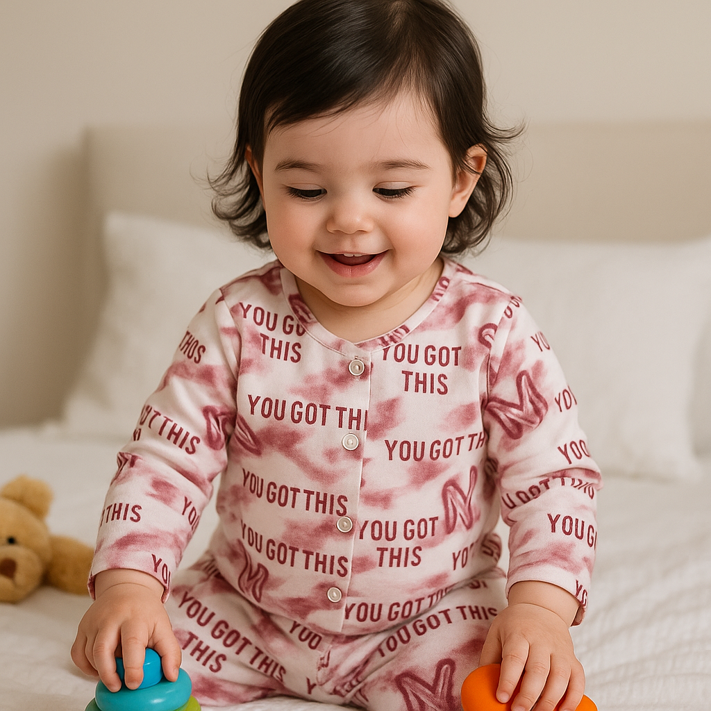 Baby Fleece Sleepsuit You Got This Maroon - Sunshine