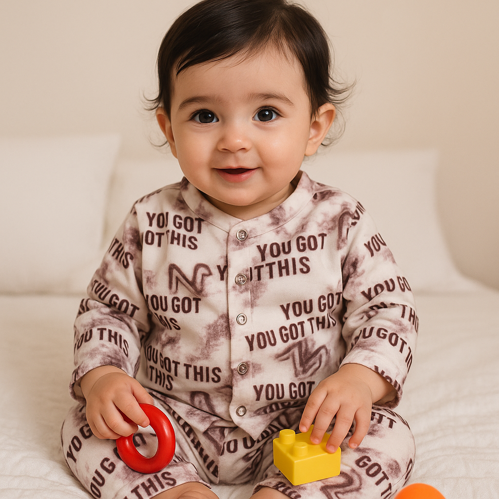 Baby Fleece Sleepsuit You Got This Brown - Sunshine