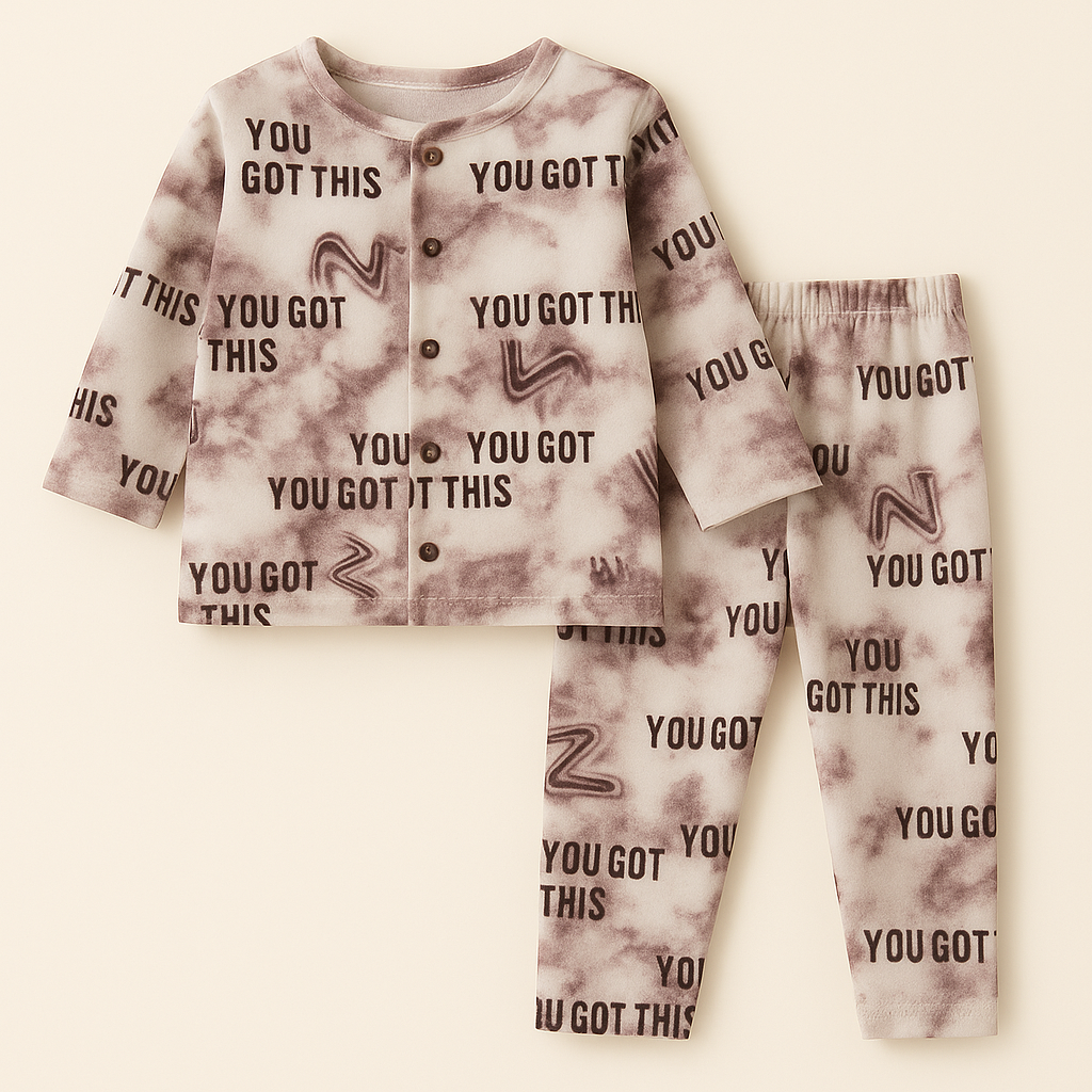 Baby Fleece Sleepsuit You Got This Brown - Sunshine