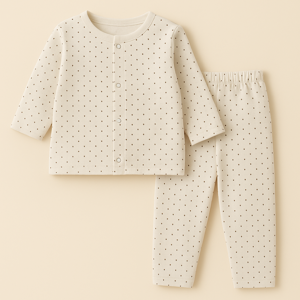 Baby Fleece Sleepsuit Dots White - Sunshine