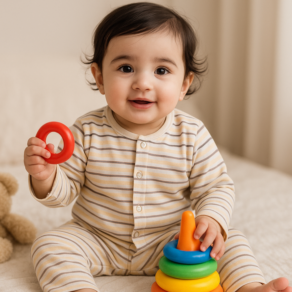 Baby Fleece Sleepsuit Stripes Beige - Sunshine