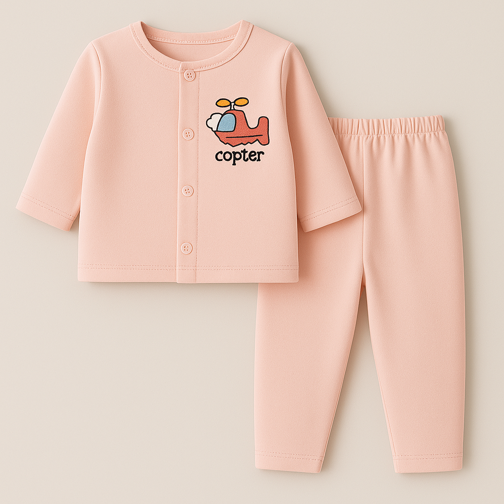 Baby Soft Cotton Sleepsuit Copter Baby Pink - Sunshine