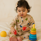 Baby Warm Pajama Set Dino Brown - Sunshine