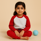 MINI CHARM KIDS FLEECE TRACKSUIT REGLAN RED 7-8Y