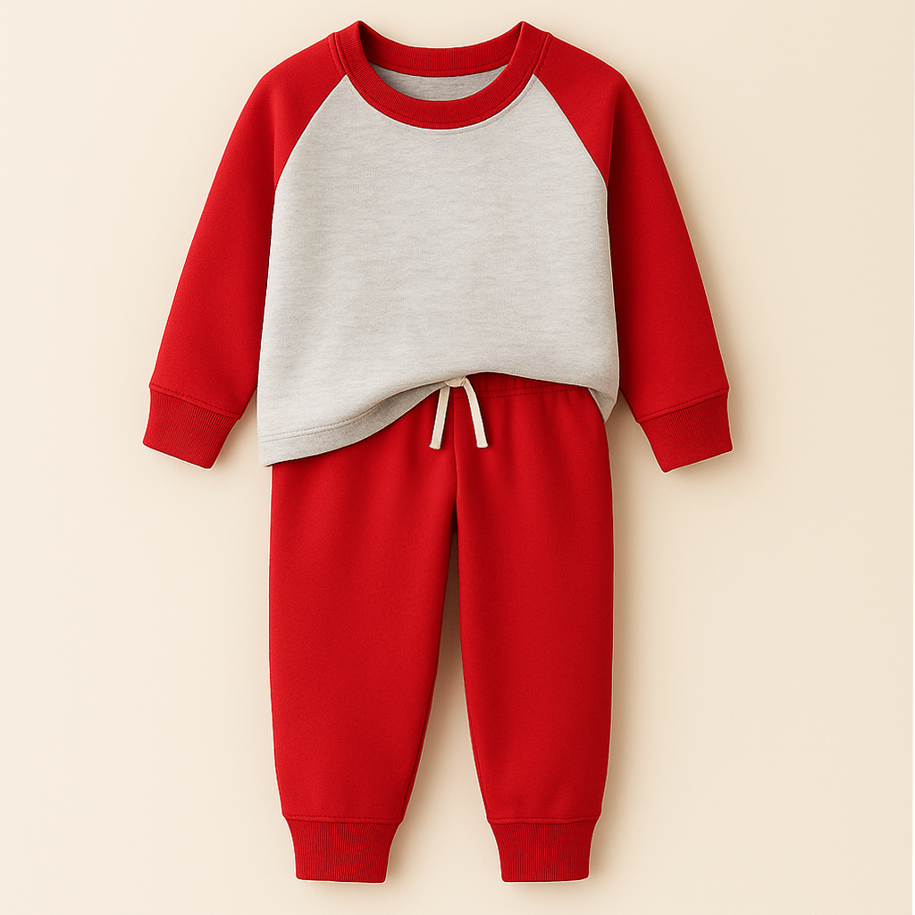 MINI CHARM KIDS FLEECE TRACKSUIT REGLAN RED 7-8Y