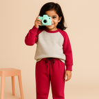 MINI CHARM KIDS FLEECE TRACKSUIT REGLAN PINK 7-8Y