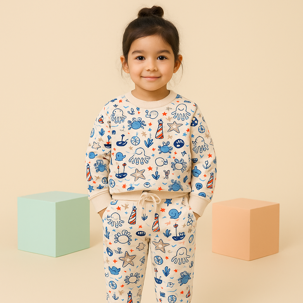 MINI CHARM KIDS FLEECE TRACKSUIT STARFISH OFFWHITE 9-10Y