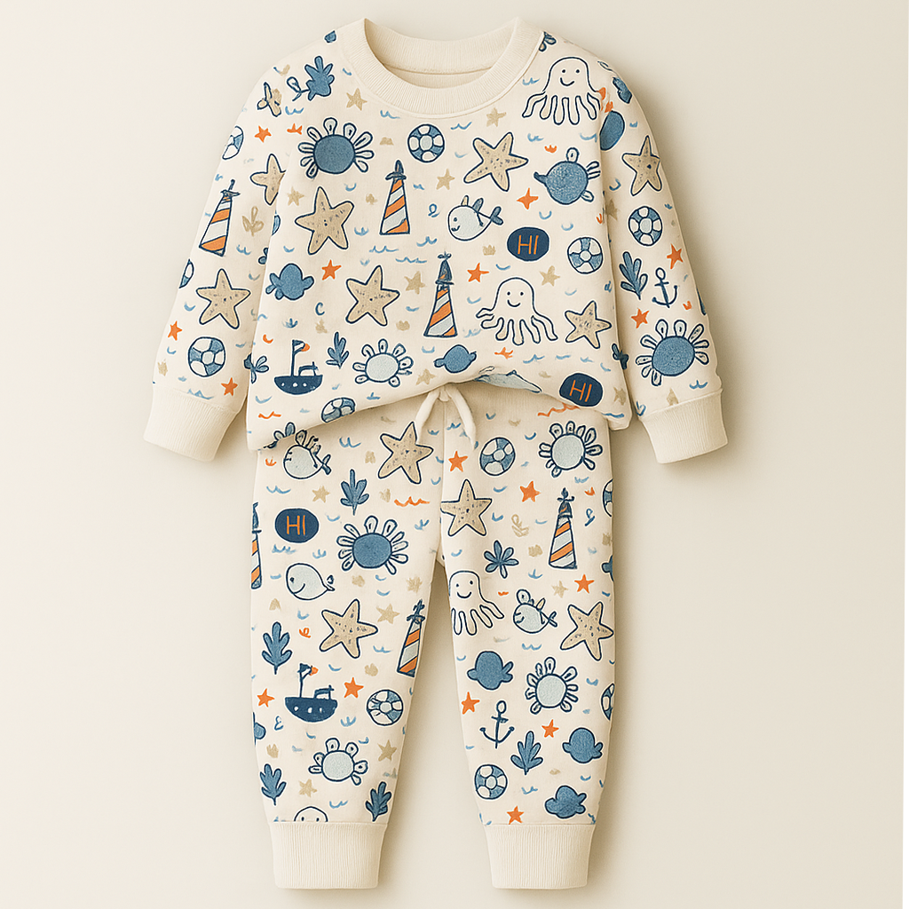 MINI CHARM KIDS FLEECE TRACKSUIT STARFISH OFFWHITE 9-10Y