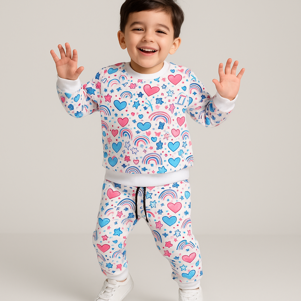 MINI CHARM KIDS FLEECE TRACKSUIT HEATRS OFFWHITE 9-10Y