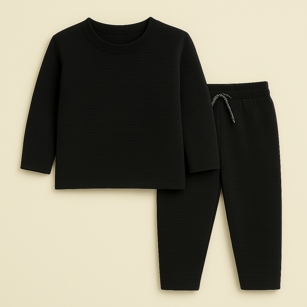 Kids Polyester Tracksuit Stripes Black (1-2 Years)